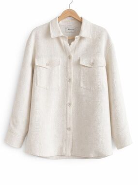Babaton Aritzia Joan Textured Cream Shacket Oversized Shirt Jacket Size 2